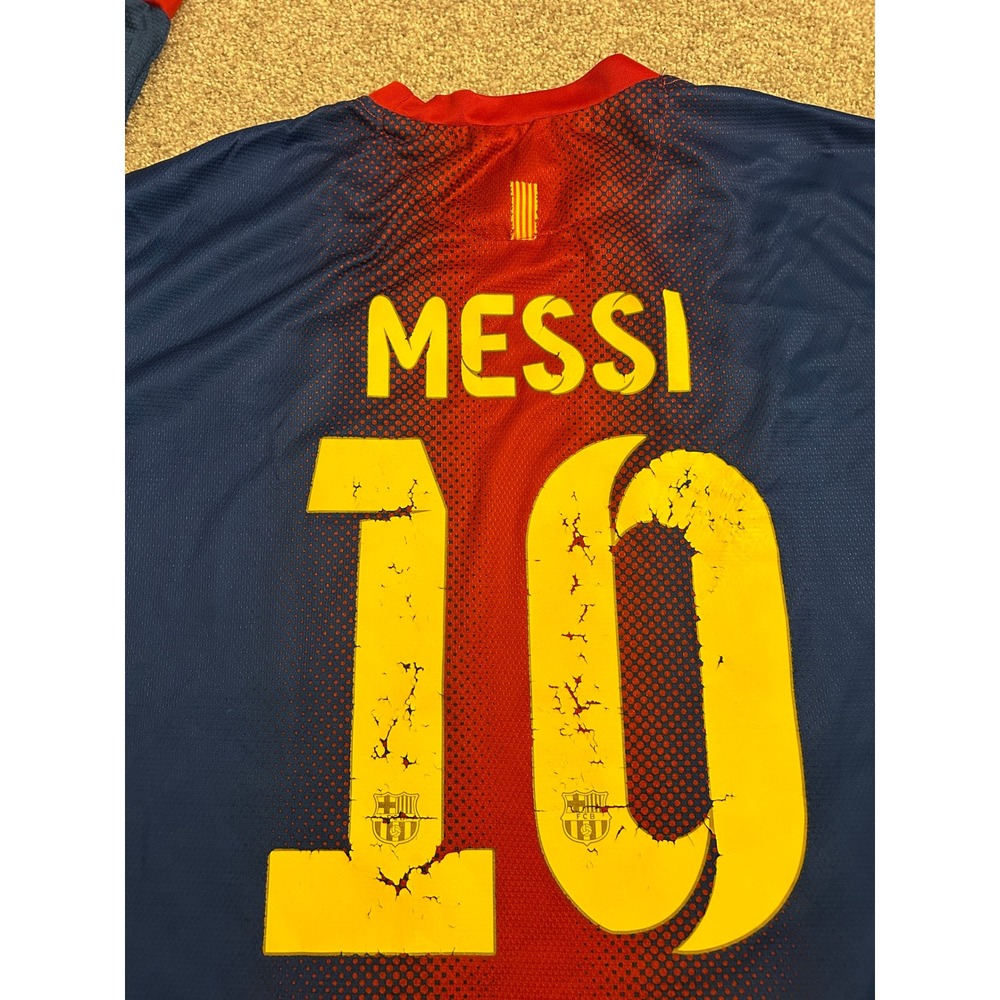 Nike Barcelona Messi La Liga Soccer Jersey Mens L Blue Red 2012-13 Long Sleeve